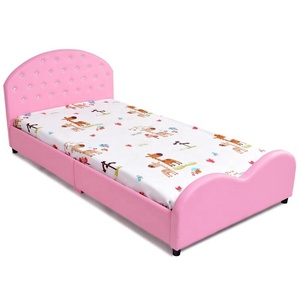 Fabriek Gratis Monster Houten Roze Schoonheid Kids 'Queen Size Pu Lederen Twin Platform Meisjes Jongens Gestoffeerde Bed - Product Image 4