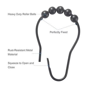 Chất lượng cao thép không gỉ tùy chỉnh kim loại vòi hoa sen <span class=keywords><strong>Curtain</strong></span> <span class=keywords><strong>Hooks</strong></span> trong màu đen - Product Image 2