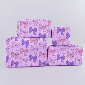 OEM Fashion 4pcs Bow Printed <strong>Cosmetic</strong> <strong>Bag</strong> Set Top Quality Nylon Makeup <strong>Bags</strong> New Trend Women Small Purses Custom <strong>Bag</strong> <strong>Manufacturer</strong> - Product Image 2