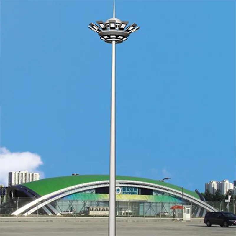 outdoor 20m 25m 30m 40m steel tennis court tapered decorative automatic rising lowering winch high mast lighting tower lamp pole
