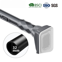 YIJIALE Source Factory Barre de douche télescopique en acier noir 0,7-1,2 m, sans perçage, antirouille, à tension rapide