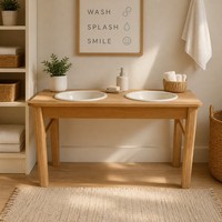 Lavabo en bois Chuangjin pour enfants avec deux bassins ronds, station d'hygiène Montessori pour l'autonomie, idéal pour les écoles maternelles (vente en gros)