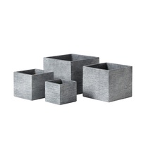Set Vas Pot Bunga Beton Persegi Besar Warna Abu-abu Desain Minimalis Tahan Lama dengan Lubang Drainase untuk Penggunaan di Rumah, Taman, Lantai Grosir