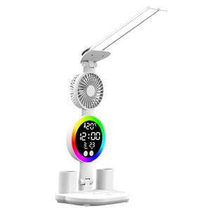 Lampe de lecture LED à intensité variable pour la protection des yeux, lampe de table pliable multifonctionnelle avec ventilateur, lampe de bureau tactile avec porte-stylo - Product Image 1