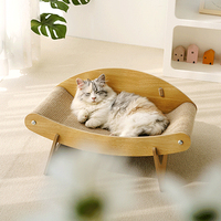Vente en gros d'usine, hamac pour chats multifonctionnel classique en bois en forme de crabe avec plateau à gratter en sisal
