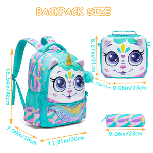 Zaini con Animali Carini BunnyFly per Ragazze, <span class=keywords><strong>Borsa</strong></span> Scuola con Porta Pranzo e Astuccio per Studenti delle Elementari e Prescolari, Zaino per Bambini - Product Image 5