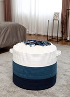Panier de rangement extra large avec couvercle, 20 x 20 x 15 pouces, en corde de coton, paniers de rangement, panier à linge, bac à jouets