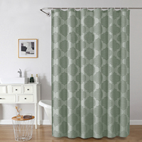 Rideau de douche texturé vert sauge OWENIE, motif floral, 72 x 84 pouces, 100 % polyester, séchage rapide, rideau de salle de bain pour l'intimité