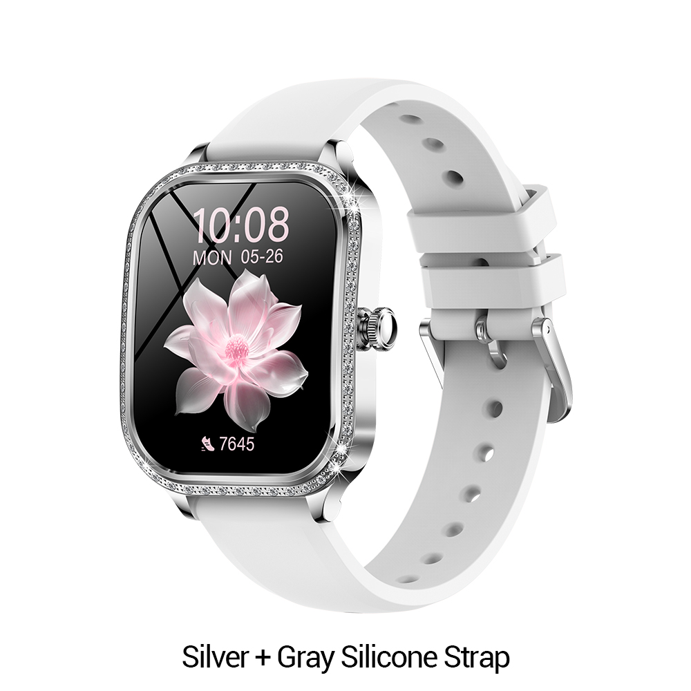 Argent + Bracelet en silicone gris