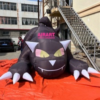 Chat noir gonflable personnalisé de 3 mètres en forme de crâne de sucre, pour l'affichage lors des événements du festival du Día de los Muertos