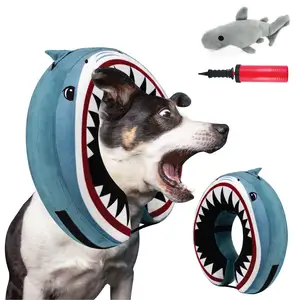 पालतू शार्क Inflatable कुत्ते शंकु कॉलर (बड़े) सर्जरी के बाद कुत्ते वसूली के लिए कॉलर