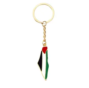 Metal Palestine Israel map Flag Key chain pendant crafts