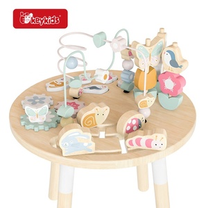 OEM-Aktivität tisch aus Holz mit Schubs chiene, Stapels pielzeug, Perlen labyrinth und Zahnrädern für Kinder im Alter von 12 Monaten W11B315 - Product Image 4