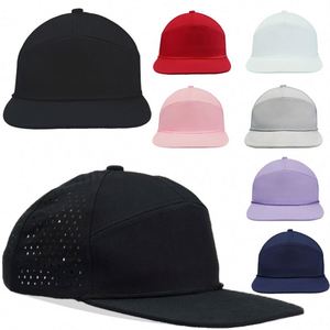 Custom 7-Panel Laser Cut Hole Mesh Golf <b>Cap</b> Rope Perforated Snapback Sports Baseball <b>Cap</b> <b>Flat</b> Brim Street Style Common Unisex - Product Image 4