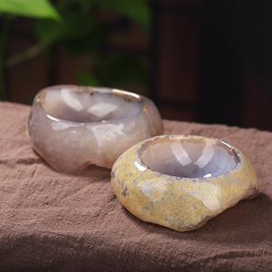 Posacenere in Agata Naturale Grezza, Ciotola in Giada Grezza, Ornamento Mini da Scrivania in Cristallo Calcedonio, Disponibile all'Ingrosso - Product Image 2