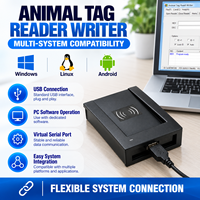 Lecteur de cartes RFID USB 134,2 KHz pour microchip animale, compatible avec les microchip EM4305 et lecteur de cartes RFID 125 KHz
