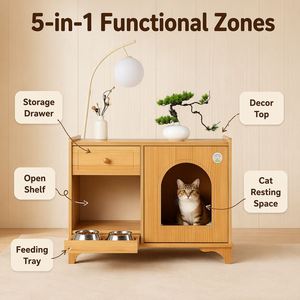 Table d'appoint en bois pour chat, meuble de rangement multifonctionnel pour humains et animaux, table de chevet pour animaux - Product Image 6