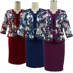 Fashion Women Dress Printed <b>Jacket</b> Coat Two Pieces Dress Suit - Product Image 2