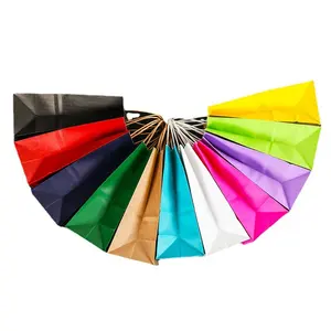China Supplier Biodegradable Twisted String Handle Recyclable Degradable Festival Craft Gift Paper Bag