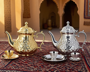 Classic Middle Eastern Style Malachite Pattern Pour Over Coffee Kettle Arabian Coffee Pot 201 Stainless Steel Moroccan <b>Tea</b> Pots - Product Image 3