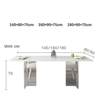 Table à manger flottante moderne avec base en acrylique transparente, plateau en pierre frittée, 4 places, structure métallique durable pour villa et hôtel