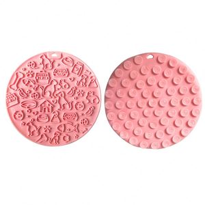 Tapis de léchage rond pour animaux de compagnie, assiette d'alimentation lente pour chiens et chats, tapis antidérapant pour friandises, design sain, sans BPA, plat durable - Product Image 3