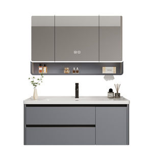 Conjunto de mueble de <span class=keywords><strong>baño</strong></span> con lavabo de cerámica integrado, mueble con espejo y lavabo a <span class=keywords><strong>precio</strong></span> competitivo, mueble de almacenamiento delgado para <span class=keywords><strong>baño</strong></span> - Product Image 1