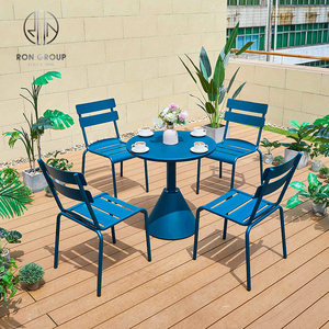 Mesa <span class=keywords><strong>de</strong></span> comedor moderna para exteriores, mueble <span class=keywords><strong>de</strong></span> metal y aluminio para bar, jardín y café, venta al por mayor - Product Image 1