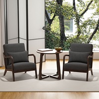 Ensemble de fauteuils inclinables modernes minimalistes en bois massif de style mid-century, revêtement en velours pour salon, chambre, balcon, bureau