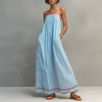 Robe de bureau ample à taille haute pour femme, manches longues, sans col, couleur unie, en polyester, pour l'automne, vente en gros