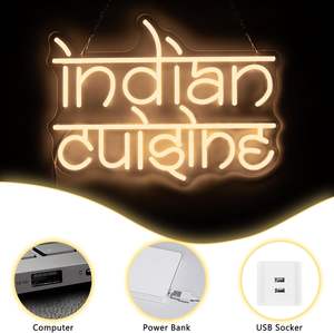 Letrero de Neón de Cocina <span class=keywords><strong>India</strong></span> con Diseño Gratuito y Venta Directa de Fábrica, Letreros de Neón de <span class=keywords><strong>Comida</strong></span> <span class=keywords><strong>India</strong></span> Atenuables para Decoración de Paredes - Product Image 4