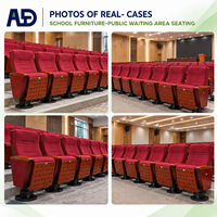 Chaise d'auditorium en tissu pliable avec tablette d'écriture, accoudoirs fixes rembourrés en mousse, structure pour écoles et théâtres