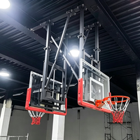 Support de basket-ball mural intérieur robuste en métal avec panier détachable en verre trempé, gain de place, hauteur réglable et personnalisable