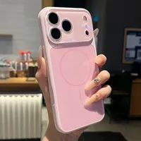 Casing Ponsel Magnetik Silikon Cair Modis untuk iPhone 17 16 15 14 13 Pro Max dengan Pelindung Lensa Kaca Jendela Besar