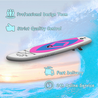 Planche de surf gonflable rose pour sports nautiques Offre Spéciale avec pompe + sac à dos + sac de réparation
