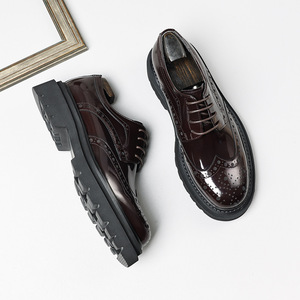 Nouvelles chaussures habillées décontractées pour hommes en cuir véritable à bout carré, à lacets, tendance automne, respirantes, antidérapantes et légères - Product Image 1