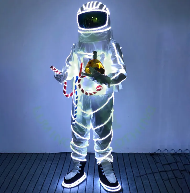 ชุดอวกาศเรืองแสงสำหรับเทศกาลฮาโลวีน,ชุดไฟ LED สำหรับไนท์คลับปาร์ตี้บาร์คอสเพลย์นักบินอวกาศชุดอวกาศ