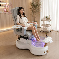 Fauteuil de pédicure électrique moderne de luxe avec dossier et siège réglables, équipement de soin des pieds pour salon de manucure