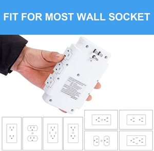Wall Plug Rotating Wall Charger Power Strip 6 Outlets 3 USB Surge Protector Multi Plug Outlet Electric Sockets