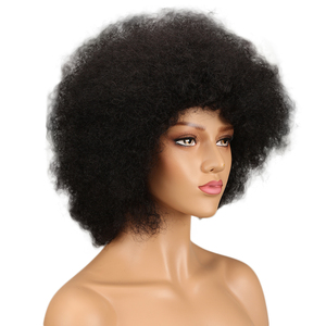 Pelucas de cabello humano Afro para <span class=keywords><strong>mujer</strong></span>, pelucas de cabello humano rizado Afro rizado de color marrón Rubio de 14 pulgadas, pelucas de cabello brasileño Remy 100% - Product Image 5