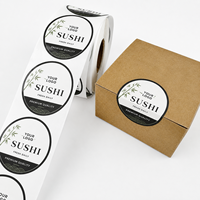 Etiquetas Adhesivas para Alimentos con Logotipo de Marca Comercial, Etiquetas Redondas de Vinilo Impermeables para Sellado de Embalaje, Rollo de Etiquetas Personalizadas