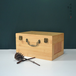 Bamboo <b>Box</b> Rectangle Custom Made Wood Material General Packaging With Handle For Tea <b>Coffee</b> <b>Gift</b> Storage - Product Image 2