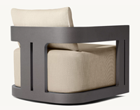 Fauteuil pivotant de salon extérieur artisanal en aluminium, résistant aux intempéries, pour usage hôtelier, écologique et imperméable