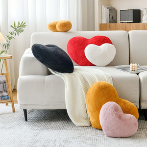 Custom Cute <strong>Heart</strong> <strong>Shaped</strong> Faux Rabbit Fur Room Decorative Throw Pillow <strong>Heart</strong> Plush <strong>Cushion</strong> for Couch Bed Kid Girls - Product Image 3