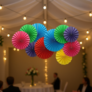 Juego de 6 Abanicos de Papel Colgantes Coloridos, Estilo Moderno, Decoraciones de Techo para Fiestas y Bodas, Material de Papel D0100X317XX - Product Image 2