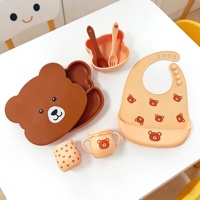 Vajilla de Silicona de Grado Alimenticio Libre de BPA para Niños, Set de Alimentación para Bebés con Plato y Tazón con Succión, Ecológico y Duradero