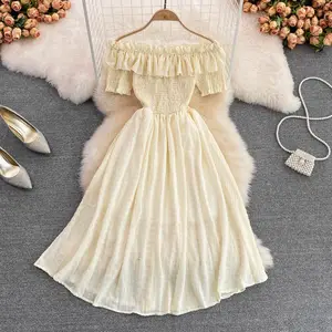 Garment factory New One-Shoulder Women'S Pleated Fashion Dress Women Elegant Casual Dresses