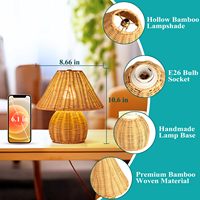 Vente en gros de lampe de table LED vintage bohème en bambou et rotin, abat-jour flexible en forme de dôme pour la décoration intérieure, le mariage et l'éclairage rustique