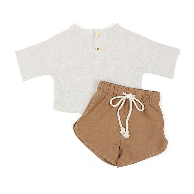 Модная детская одежда, топы и блузки из хлопка в рубчик с коротким рукавом, Детские комплекты унисекс из 2 предметов