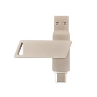 Clé USB 3.0 rotative double interface OTG en métal 8 Go, couleur champagne argenté, style professionnel